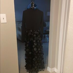 Elegant Black Dress with Textured Circle Design